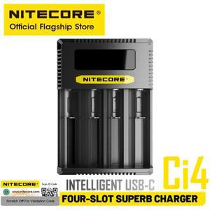 NITECORE 지능형 USB-C 배터리 충전기 i4 4 슬롯 18W QC PD 고속 IMR 리튬 이온 18650 14500 26650 aaaaa용