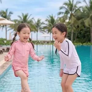 [MK]스윔라인 여아 래쉬가드 긴팔 반바지 상하세트 206160