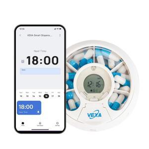 VEXA VitaPal 7 앱 업데이트 출시! 알림이 포함된 블루투스 스마트 알약 디스펜서, 태블릿, 캡슐, 비타민 및 약물 관리를 위한 휴대용 여행 주최자 프로그래밍 가능 사운드 알림