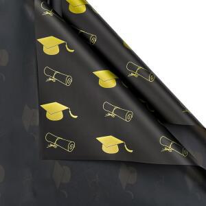 WRAPAHOLIC 꽃 포장지 20장 - 56.9 용품 모자 포장, 꽃다발 블랙 선물 졸업 방수 56.9CM(22.4 DIY 꽃집 행사 X 22.4인치) 포장지, 학사