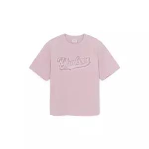 [MLB키즈]MLB 키즈 스트릿 모노그램 데님 컬시브 티셔츠 뉴욕양키스 MG.PINK 7ATSM1963 50PKM