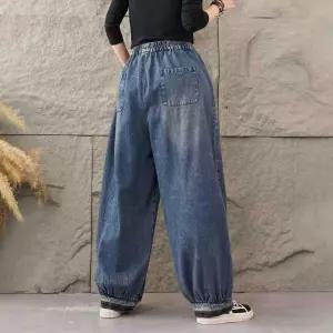 포뇨 바지 가을 캐주얼 빈티지 여친 면 데님 항구 슬림핏 9부 OPH3