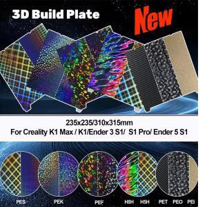 creality호환 K1 Max 빌드 플레이트 3Dprinter 열 종이 k1  H1H PEO PET 질감 PEI 시트 235x235 310x315mm