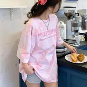 반발티 영문 물감티 반팔 여자 반팔티 여성 프린트티