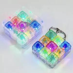 오엠티 LED 키보드키캡 투명 키링 열쇠고리 9단