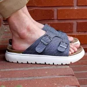 [쥬비샵]4cm 면 스트릿 캔버스 슬리퍼