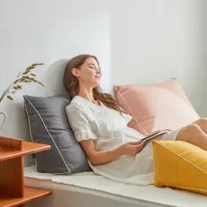 국내생산 순면 푹신한 삼각 등쿠션 허리 등받이 수유 대형쿠션(S/L)