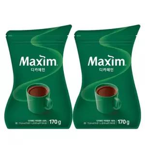 동서 맥심 디카페인 170g 2개 리필용 블랙 알커피