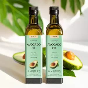 유리아 저온압착 엑스트라버진 아보카도 오일 500ml 2병