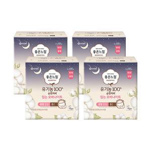 좋은느낌 유기농100%순면커버 입는 오버나이트, 중형, 8매, 4개