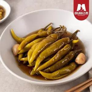 [마녀바스켓]밥반찬 밥도둑 아삭한 간장고추1kg + 알마늘장아찌1kg