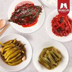 [마녀바스켓]밥도둑4종 반찬 무말랭이 1kg+깻잎무침 1kg+간장고추1kg+궁채장아찌1...