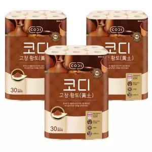 코디 천연펄프 3겹 고창황토 30m 30롤 x3개