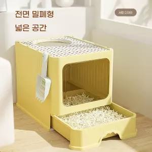 튼튼한 고양이 화장실 대형 배변통 방지 사막화 올인원 특대형 밀폐형 모래