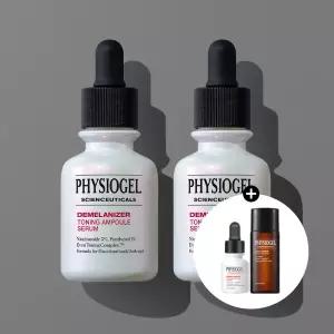피지오겔 디멜라나이저 토닝 앰플세럼 30ml x2개 나이아신아마이드 미백 기미케어+()토닝 앰플10ml+글로우