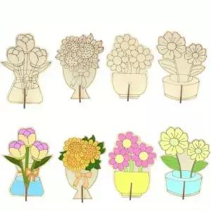 16 세트 나무 꽃 꽃다발 테이블 장식 봄 의 날 도색되지 않은 장미/백합/튤립 공예