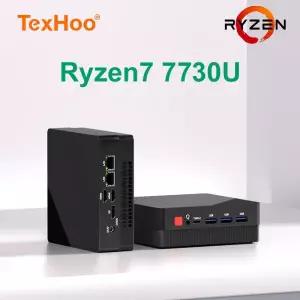 TexHoo 미니 PC AMD Ryzen7 7730U R5 4300U R3 5300U 데스크탑 게이밍 컴퓨터 WIFI5 BT4.0 DDR4 트리플 디
