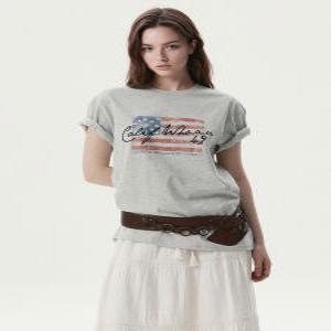 [AK수원점] [후아유] 공용 American Flag letter T-shirt - WHRPG2408U