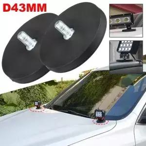2개입 D43mm 외부 나사산 M6 고무 코팅 자석 마그네틱 흡착컵 차량 상단 조명 시트 설치 브래킷 클립