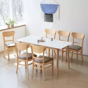베스트리빙 스칸디 쿠키 1600 1800 6인 세라믹 식탁세트 의자형)