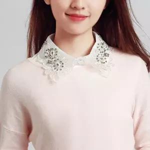 고품질 큐빅레이스 넥카라 페이크 훼이크목폴라 레이어드칼라 반목티 반목폴라 (W9ED2B0)