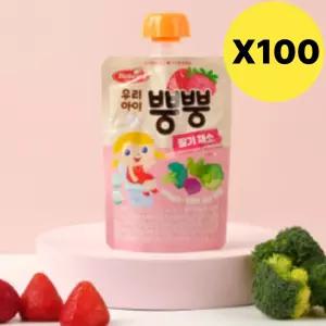 베베스트 우리아이 뿡뿡 딸기 채소 주스 파우치 100개