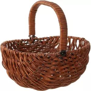 결혼식 보관 피크닉 부활절 정리 등을 위한 위커 라탄 플라워 걸 바구니 다크 브라운 핸드 직조 수확