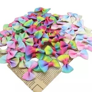 30 개/몫 여러 가지 빛깔의 Pringting 리본 활 애완 동물 Bowknot 공예 전용 클립 없음 DIY 웨딩 장식 미니