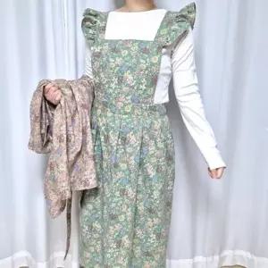 잔꽃패턴 린넨 원피스 앞치마 자체생산 국산 고급 원단