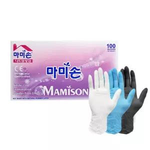마미손 니트릴장갑 100매 셰프 위생장갑 S M L XL 블랙 화이트 블루
