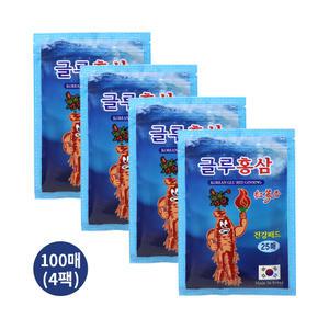 국산 글루 홍삼 건강 찜질 패드 파스 패치 4팩 100매