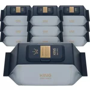 킹 더 도톰한 86gsm 골드블루 저자극 엠보싱 아기물티슈 캡형 70매 10팩