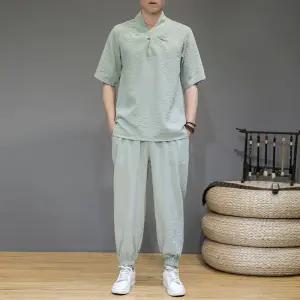 남자 생활복 상하 세트 절복 법복 여름 빅사이즈 시원한 추리닝 중년 개량한복 반팔긴바지