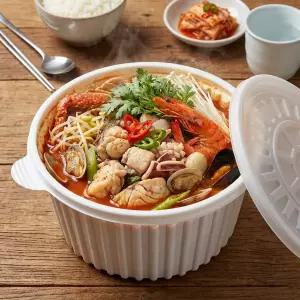 [국내생산] 포장용기 225파이 탕용기 대50개 + 뚜껑50개 세트 3000ml