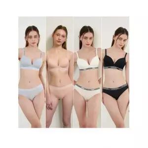 원더브라 Wonderbra 스포츠 아웃밴드 노와이어 브라팬티 8종세트 블루+베이지+화이트+블랙WBW4M22232425AT