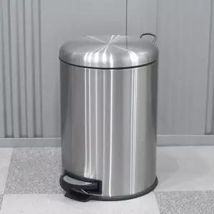 무소음 스텐 페달 휴지통 20L/종량제/화장실/주방/사무실/페달형/가정용/뚜껑/업소용/자동/화장대/발판