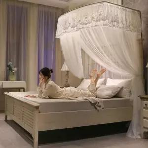 공주 침대 캐노피 레이스 커텐 침실 커튼 꾸미기 북유럽
