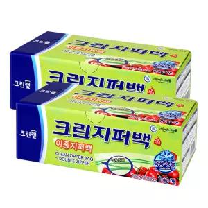 1+1  대용량 이중 지퍼백 25x30 (대) 100매 투명 위생비닐