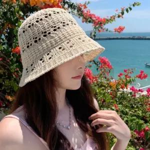 썸머 휴양지 여성 러블리 니트 벙거지 버킷햇