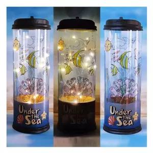 LED 무드등 2개 바닷속 만들기 여름 DIY 어린이 키트 방과후 단체수업 조명 수공예 지관컵 투명컵 바다