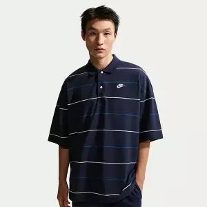 국내매장판 나이키 반팔티 클럽 오버사이즈 스트라이프 반팔 카라 티셔츠 IF0737-451 S2605