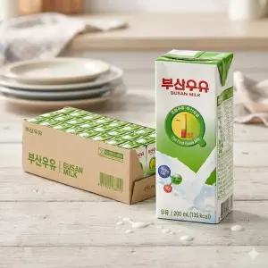 부산우유 멸균우유 흰우유 200ml, 24개(소비기한 7월9일)