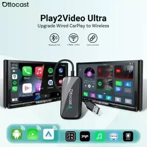 오토캐스트 플레이2비디오 울트라 무선 카플레이 AI 박스 스트리밍 자동차용 유튜브 넷플릭스 IPTV 플러그