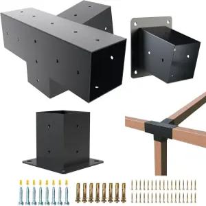 퍼골라 키트 15 4방향 경사 지붕 브래킷 세트 파우더 코팅 벽 마운트 4인치 x 실제 3.5x3.5인치 현관