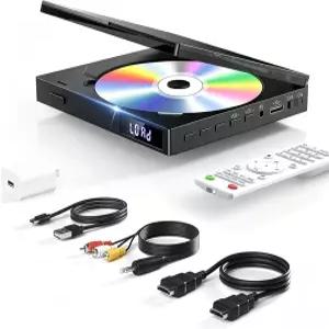TV용 1080P HD 미니 DVD 플레이어 모든 지역 무료 HDMI/RCA/USB/AUX 메모리 재생 및 리모컨 NTSC/PAL 지원