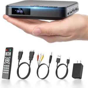 미니 DVD 플레이어 HDMI 모든 지역 무료 스마트 TV용 DESOBRY 1080P HD 소형 컴팩트 AV 출력 CD USB/TF