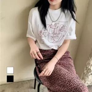 프린팅반팔티 여자박스티 흰반팔티 카라티 여자흰티 여성티셔츠 디자인