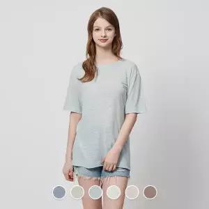 [지오다노] 390502 여 린넨 프린트 반팔 티