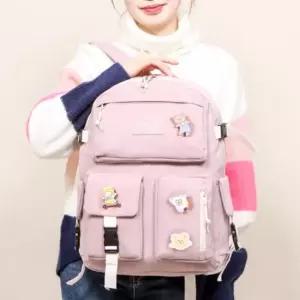 고등학생 여성 백팩 캐주얼 유행 책가방 가방 핑크 노트북백팩 데일리백 학교가방