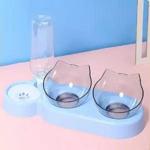 강아지 밥그릇 고양이 반자동 애견 식기 핑크